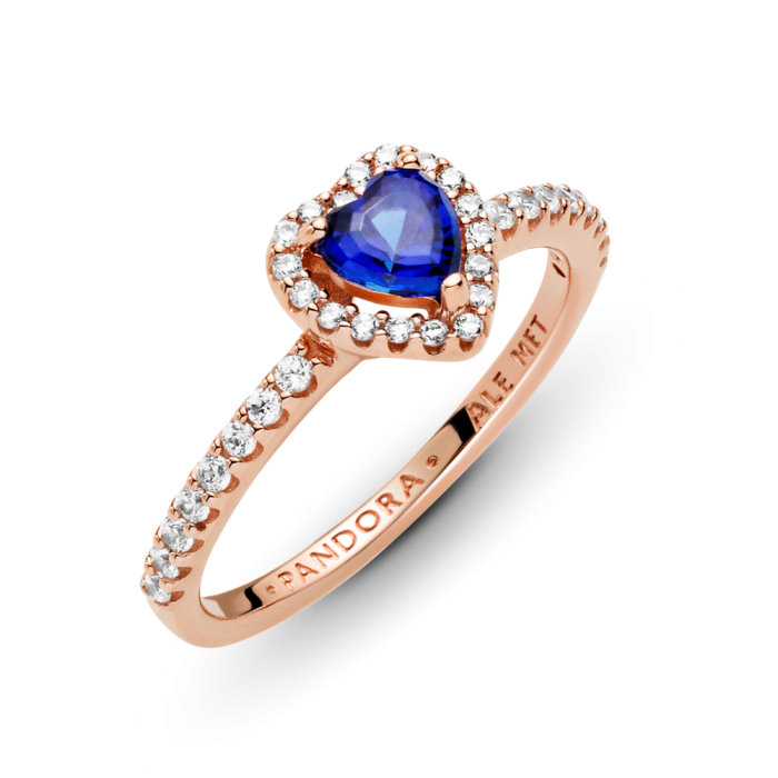 Sparkling Blue Elevated Heart Ring
