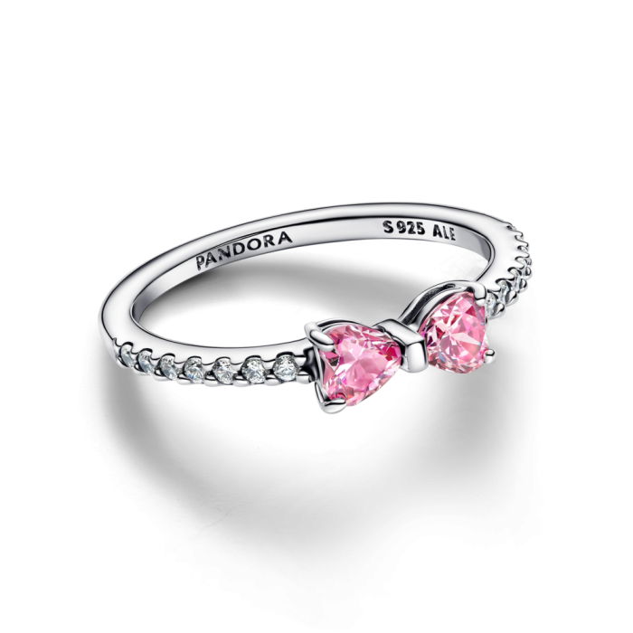 美品 PANDORA Sparkling Pink Bow Ring #50 Sparkling Pink Bow Ring