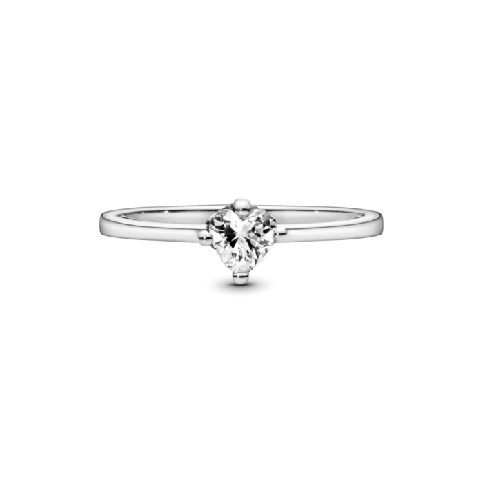 Clear Heart Solitaire Ring
