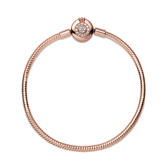 PANDORA ブレスレット crown snake ローズゴールド 18cm Pandora Moments Sparkling Crown O Snake Chain Bracelet