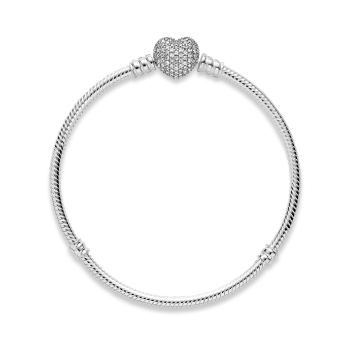 む*む様 16cm Sparkling Heart & Snake Chain Moments Sparkling Heart & Snake Chain Bracelet