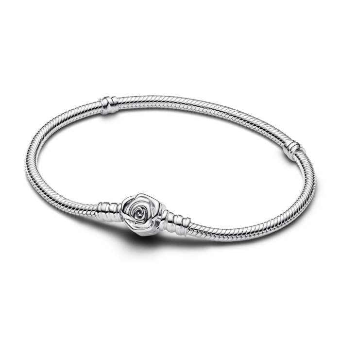 PANDORA ブレスレット　Pandora Rose Pandora Moments Rose in Bloom Clasp Snake Chain Bracelet