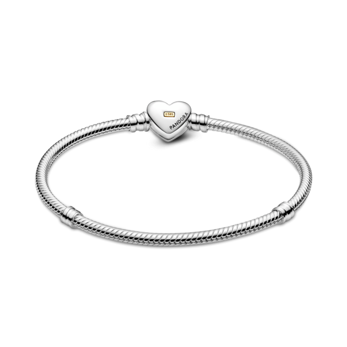 Domed Golden Heart Clasp Snake Chain Bracelet