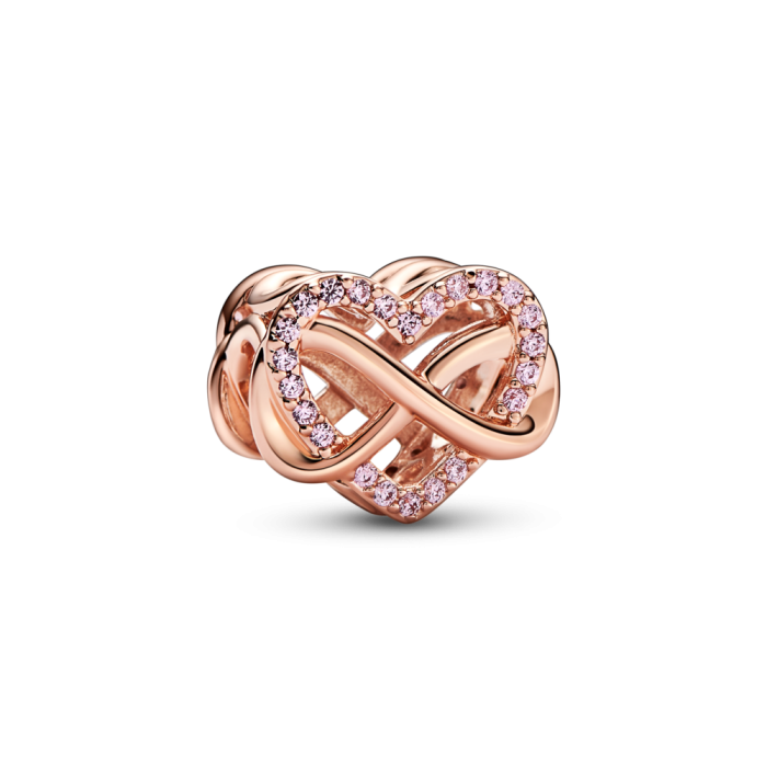 Sparkling Infinity Pink Heart Charm