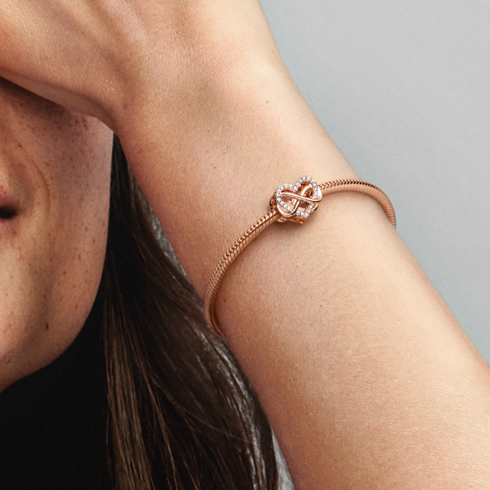 Sparkling Infinity Pink Heart Charm