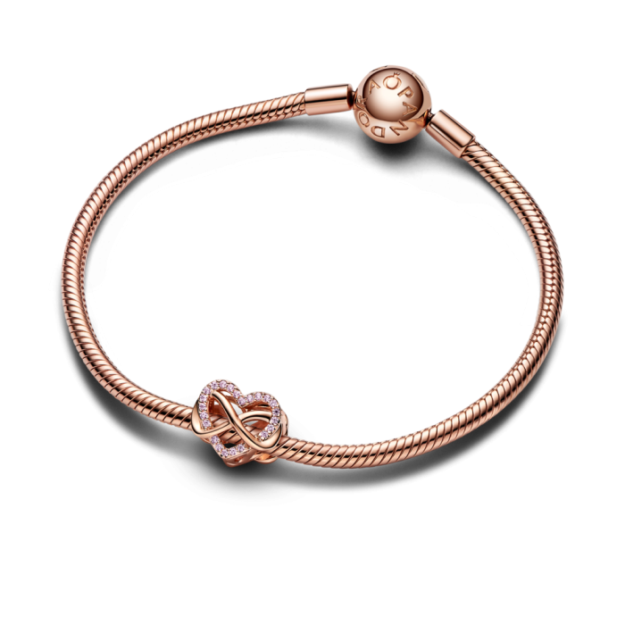 Sparkling Infinity Pink Heart Charm