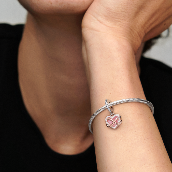 Sparkling Infinity Heart Dangle Charm