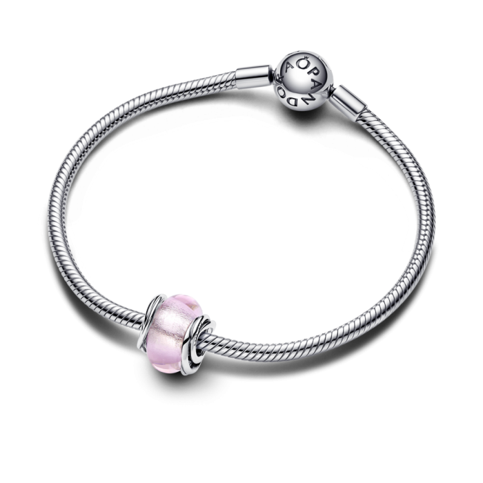 Encircled Pink Murano Glass Charm