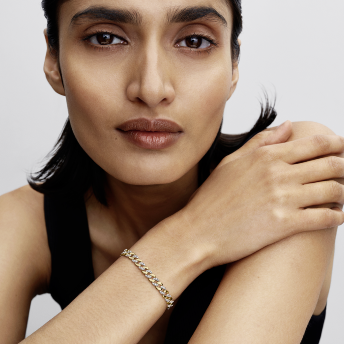 Two-tone Pavé Cuban Chain Bracelet