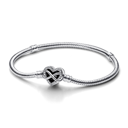 Pandora Moments Sparkling Infinity Heart Clasp Snake Chain Bracelet