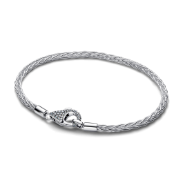 Pavé Clasp Foxtail Chain Charm Bracelet